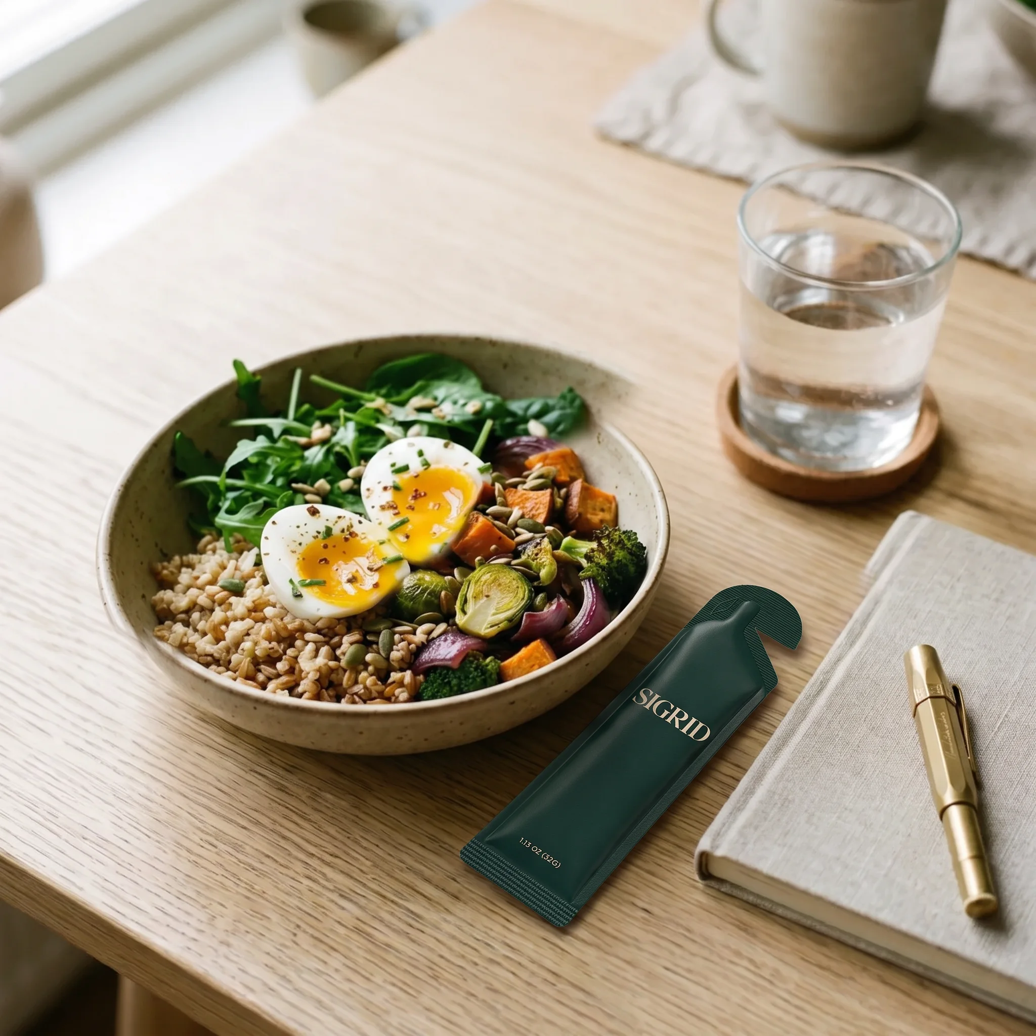 An attractive, colourful modern meal shared at a bright everyday table